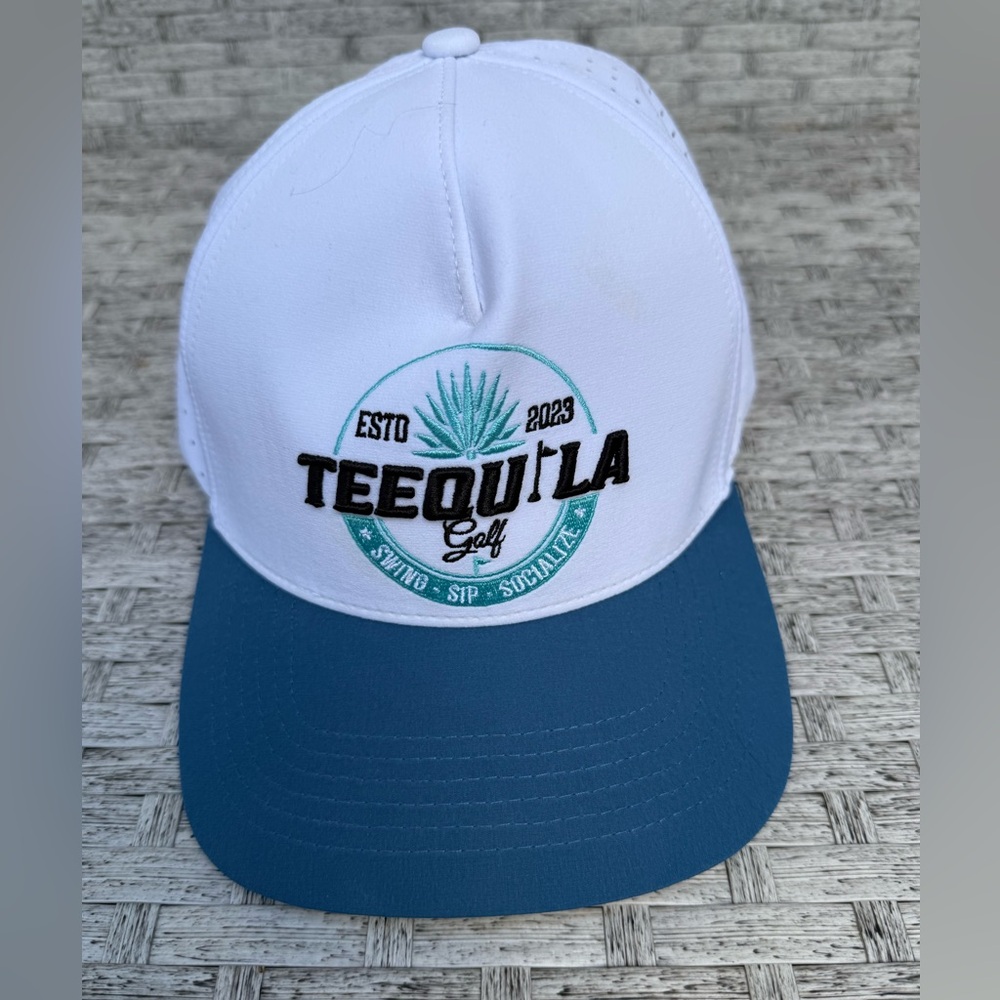 Tequila Golf Performance White & Blue SnapBack Hat, OS